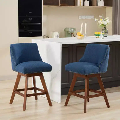 Sgabello da bancone girevole rivestito in tessuto beige/blu/grigio/rosso, set da 2