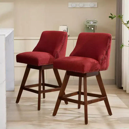 Sgabello da bancone girevole rivestito in tessuto beige/blu/grigio/rosso, set da 2