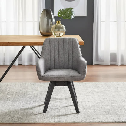 Lifestorey Set of 2 Phyllis Modern Swivel Chairs Gray: Mid-century Design, Rubberwood Frame, 250lb Capacity