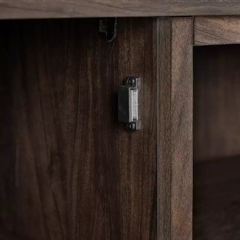 Noce Scuro / Nero / Rovere Ghiacciato, Mobile TV ad Angolo con Camino Elettrico, Adatto a TV fino a 65"