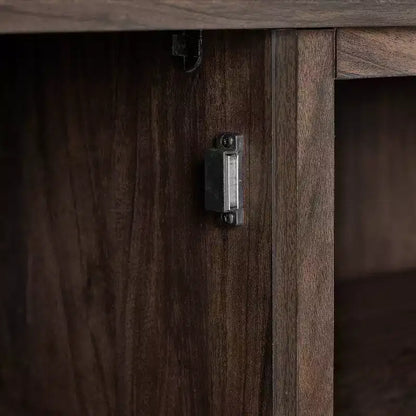 Noce Scuro / Nero / Rovere Ghiacciato, Mobile TV ad Angolo con Camino Elettrico, Adatto a TV fino a 65"