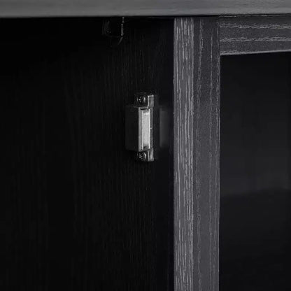 Noce Scuro / Nero / Rovere Ghiacciato, Mobile TV ad Angolo con Camino Elettrico, Adatto a TV fino a 65"