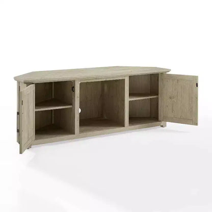 Noce Scuro / Nero / Rovere Ghiacciato, Mobile TV ad Angolo con Camino Elettrico, Adatto a TV fino a 65"
