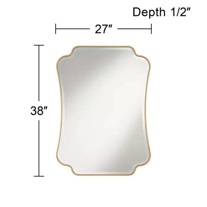 Specchio da parete rettangolare dorato bisellato, a pannello singolo, 27"L × 38"A