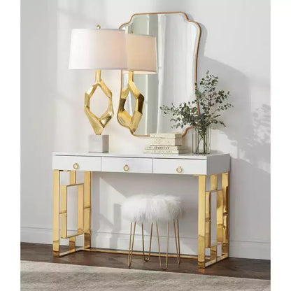 Specchio da parete rettangolare dorato bisellato, a pannello singolo, 27"L × 38"A