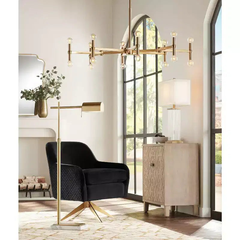 Specchio da parete rettangolare dorato bisellato, a pannello singolo, 27"L × 38"A