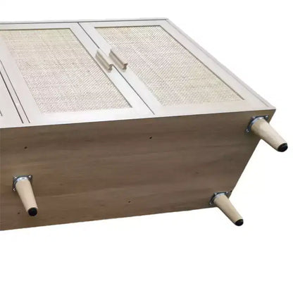 Mobile Contenitore/Madia a 4 Ante in Rattan Nero, per Uso Domestico Singolo